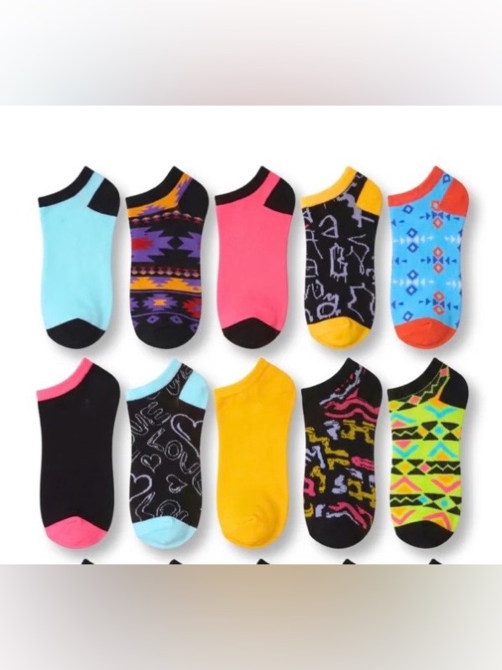 Women's No-Show Sock Pack - Bright Multi-Color Assortment